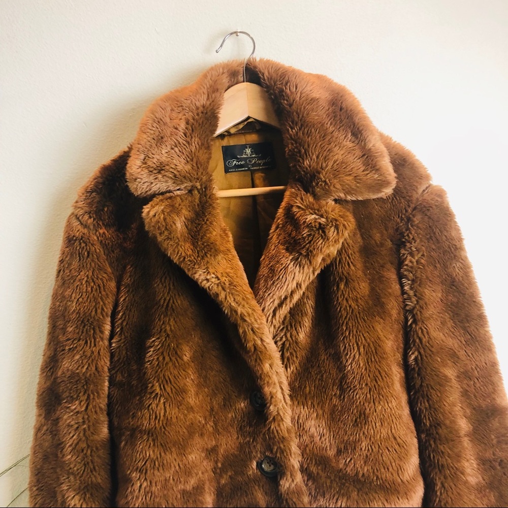 Free People Plush Faux Fur Brown Jacket - Picture 5 of 11